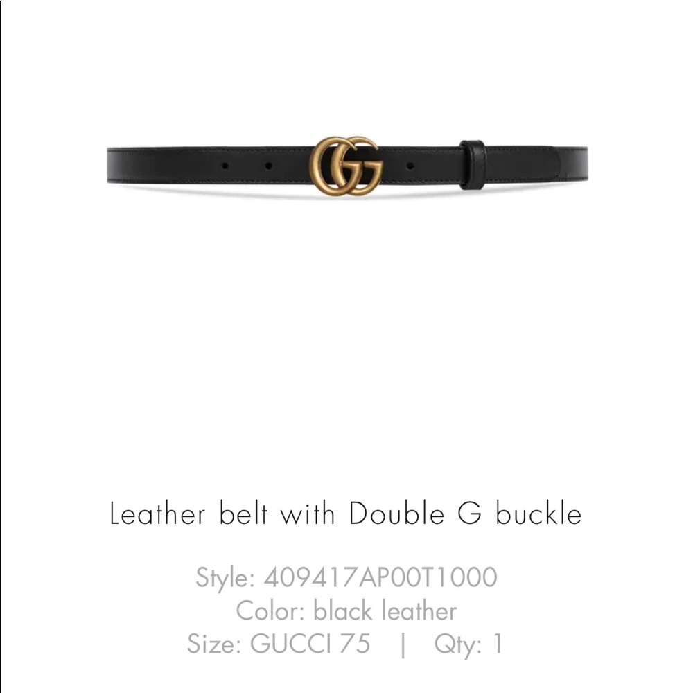 Gucci Slim Leather Belt with Double G Buckle